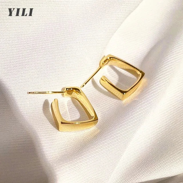 Gold Square Hoop Earrings